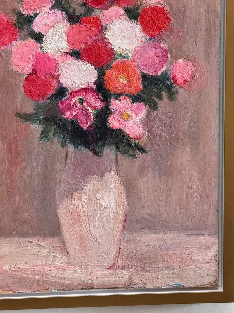 Un bouquet de fleurs, oil on board, by Anna Costa (1922 - 2022) France - Helen Storey Antiques