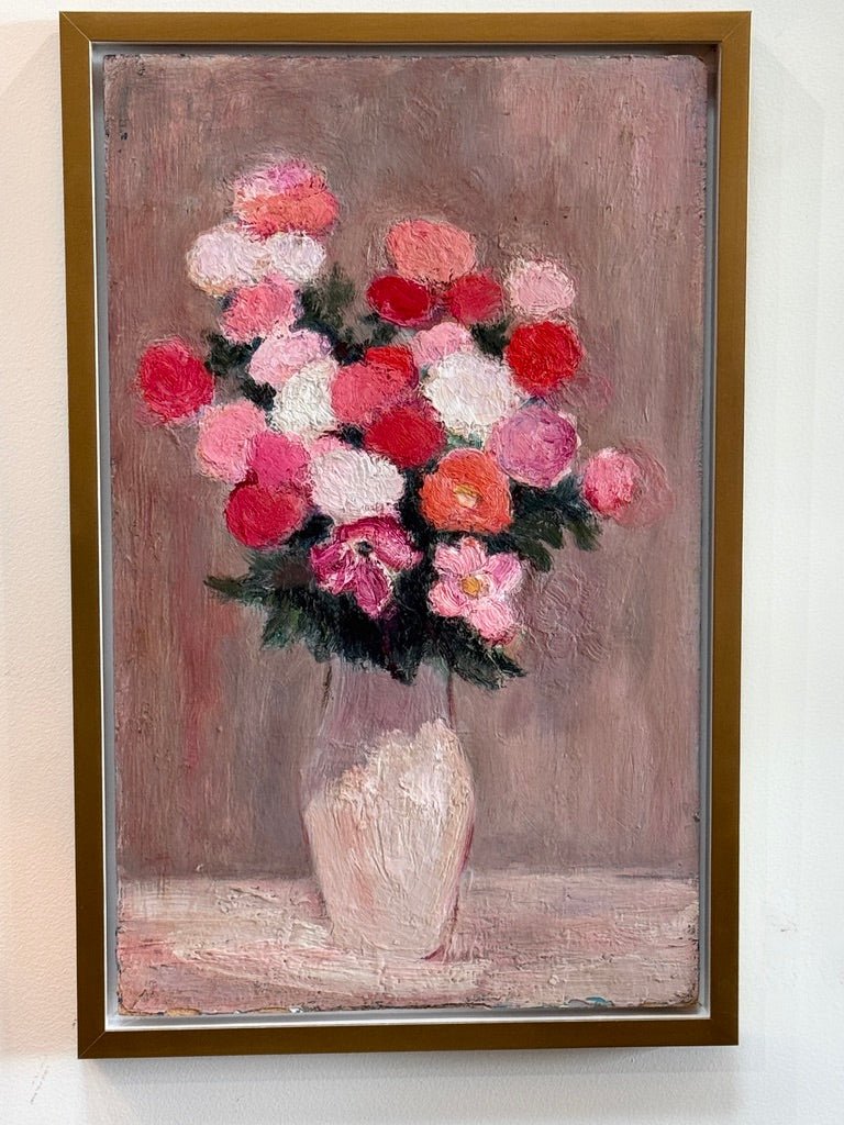 Un bouquet de fleurs, oil on board, by Anna Costa (1922 - 2022) France - Helen Storey Antiques