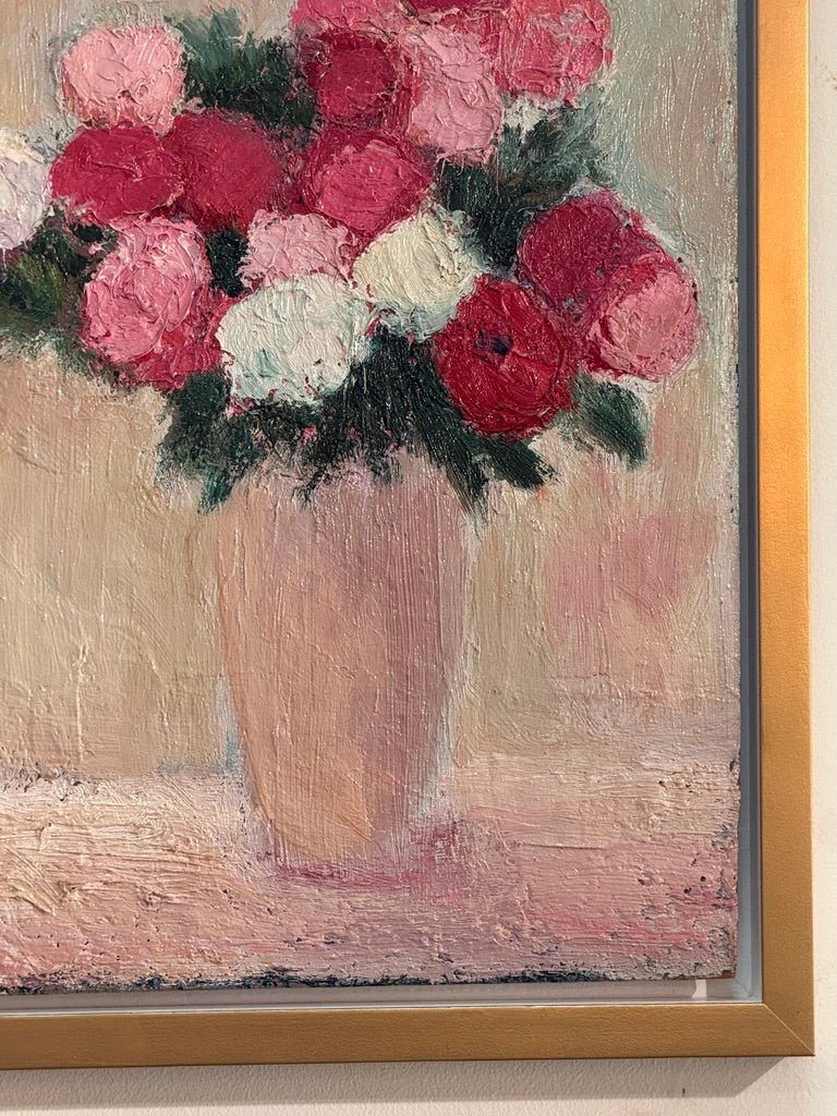 Un bouquet de fleurs, oil on board, by Anna Costa (1922 - 2022) France - Helen Storey Antiques