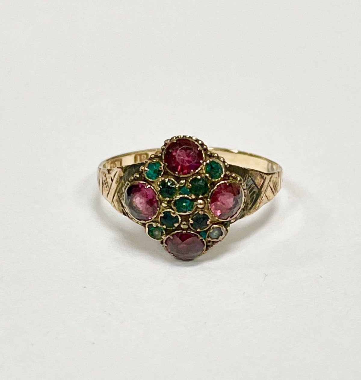 Victorian 12k Gold &amp; Garnet Ring - Helen Storey Antiques