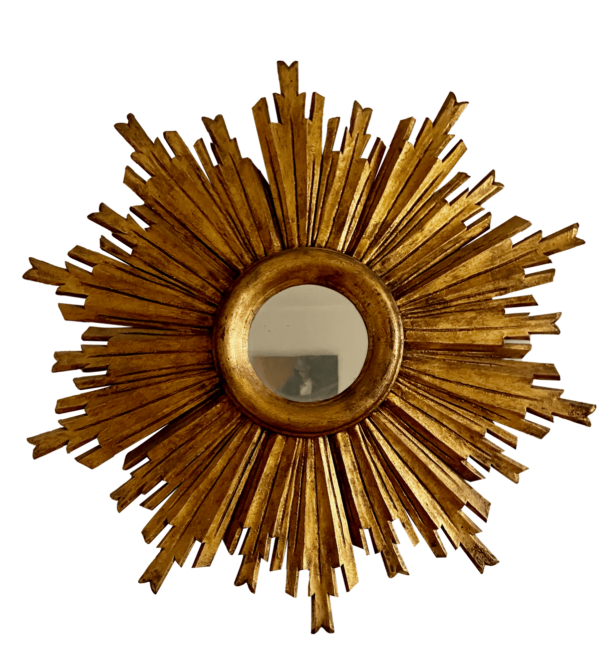 Vintage Carved &amp; Gilded Starburst Mirror - Helen Storey Antiques