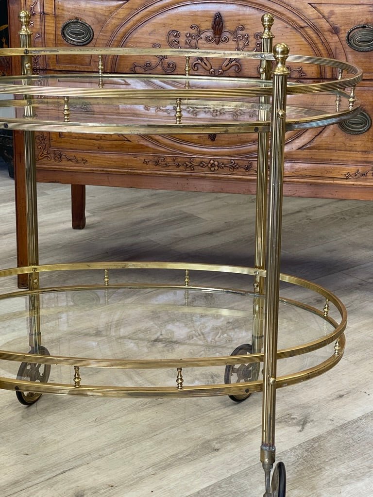 VINTAGE FRENCH BRASS BAR CART, 20th Century - Helen Storey Antiques