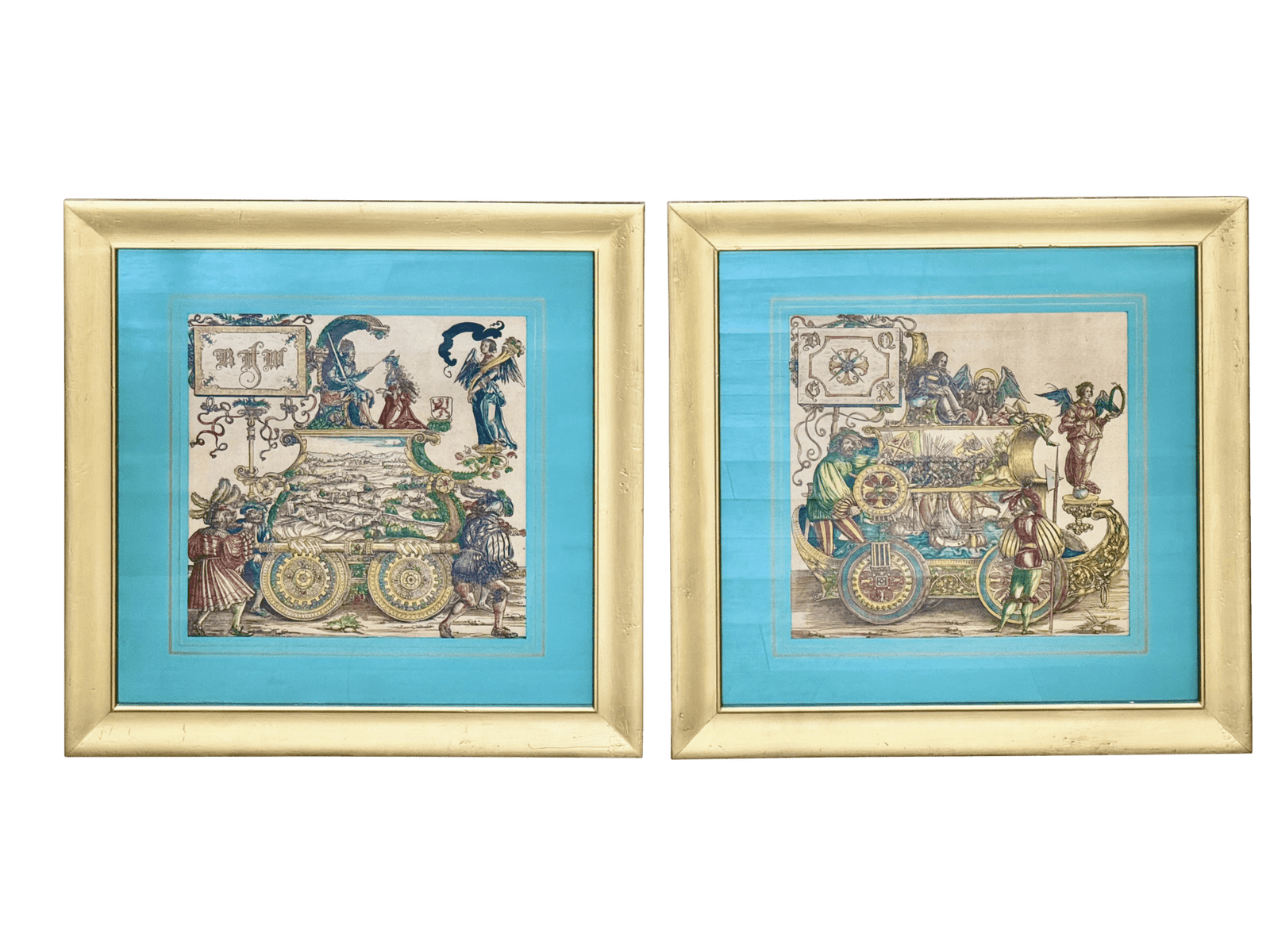 Wartime Triumphs, Hans Burgkmair The Elder Hand Painted Woodcuts Ca. 1515-18