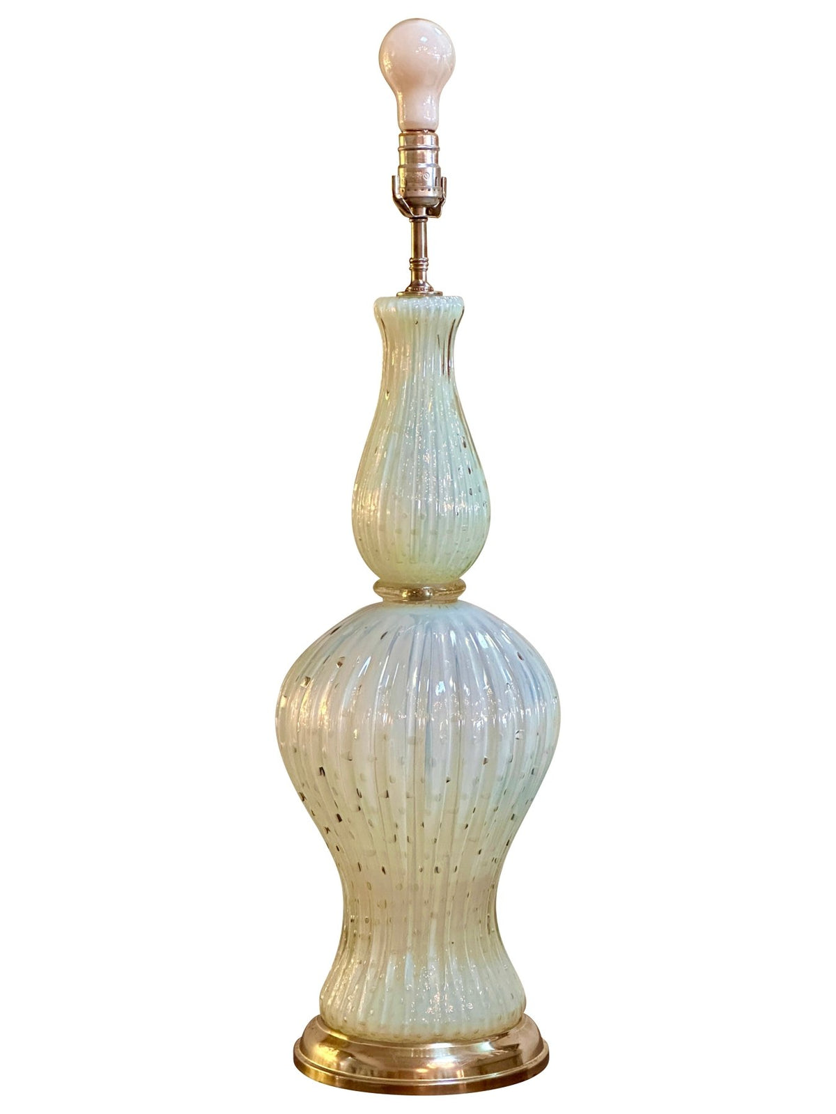 White Opaline Murano Glass Table Lamp Circa 1960 - Helen Storey Antiques