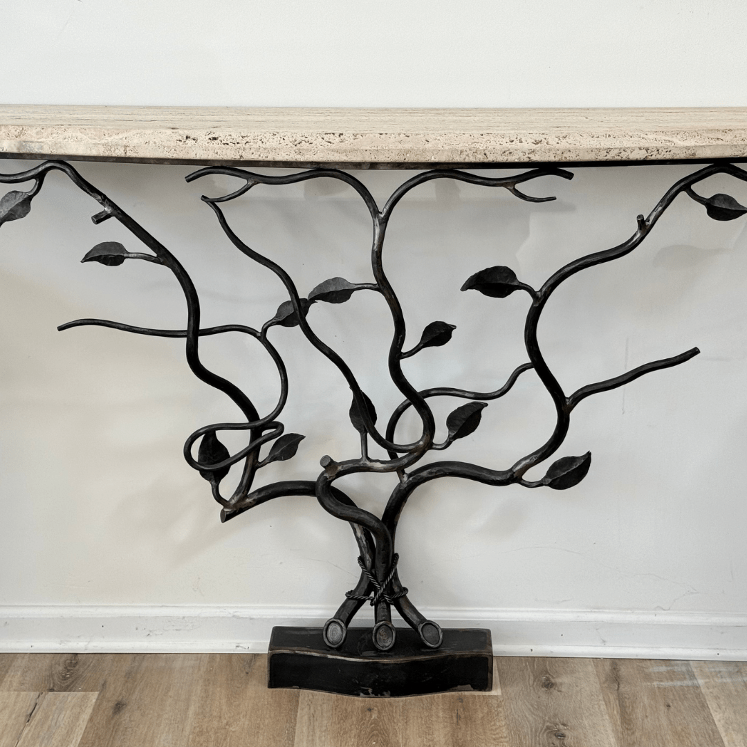 William Switzer French Art Nouveau Style Iron Console Table - Helen Storey Antiques