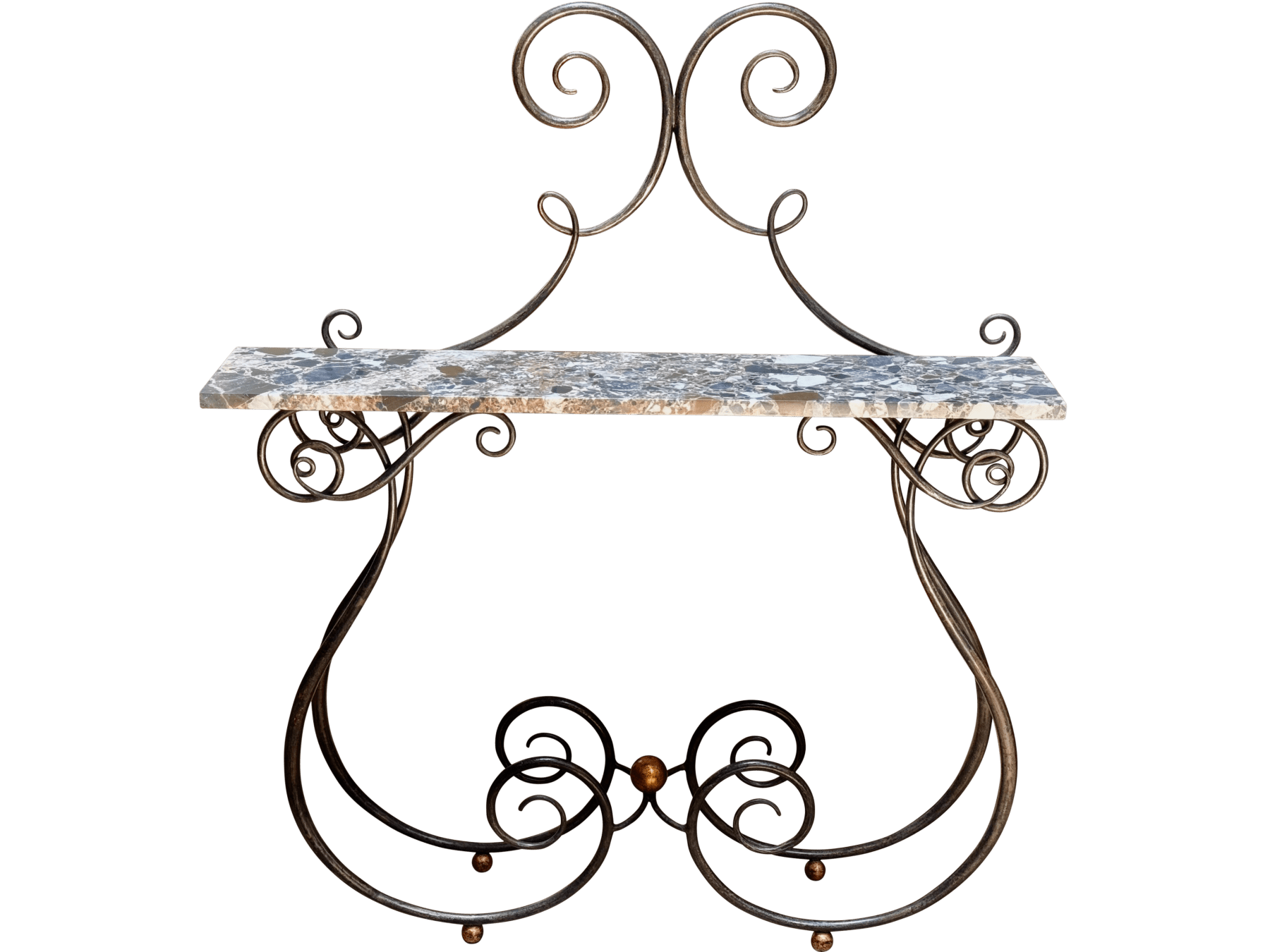 Wrought Iron Marble Top Console Table