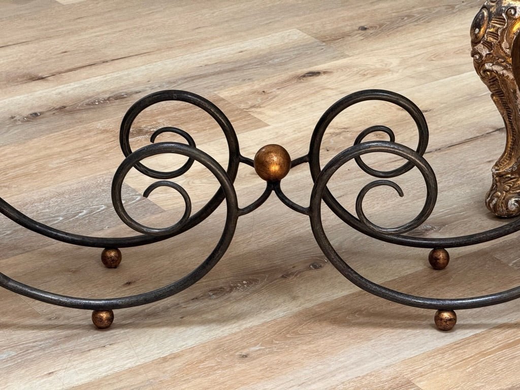 Wrought Iron Marble Top Console Table - Helen Storey Antiques