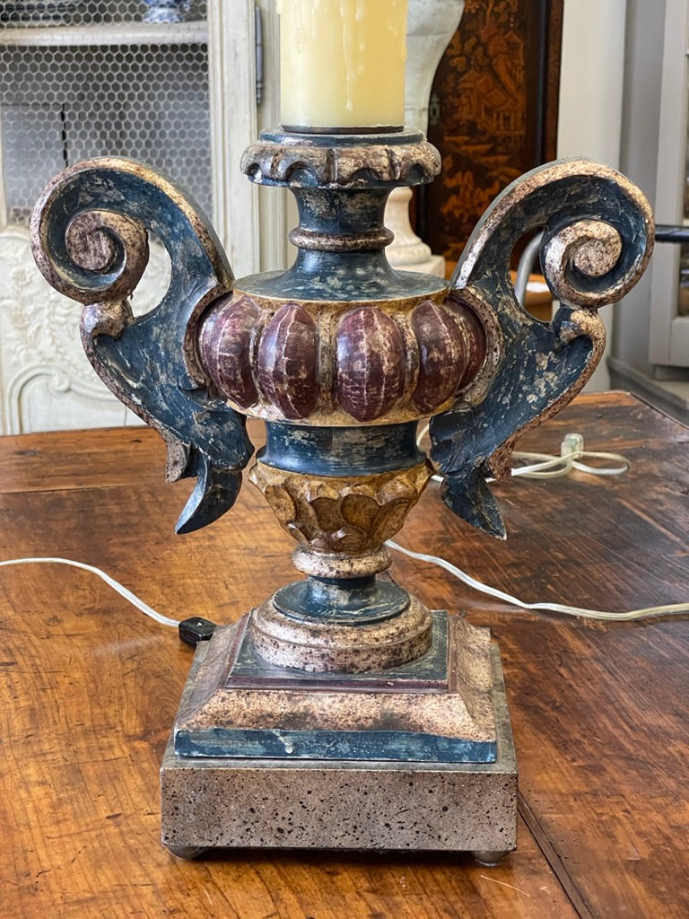 18th Century Italian Carved Urns Mounted as Lamps
