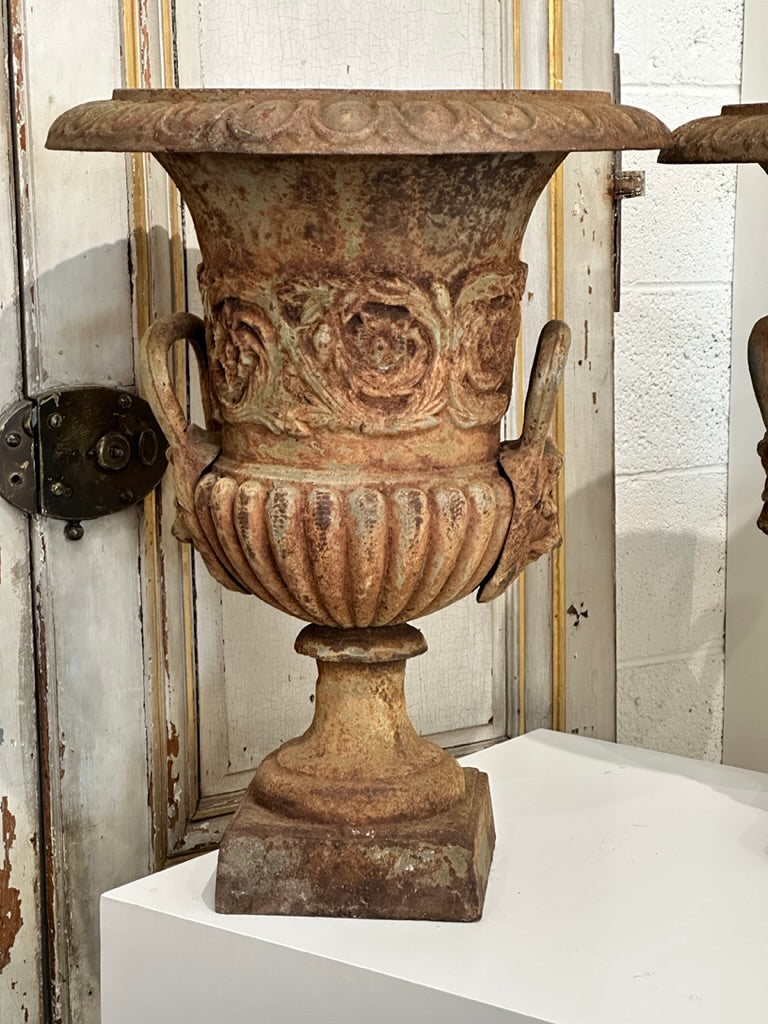 Pair of 19th Century Cast-Iron Urns