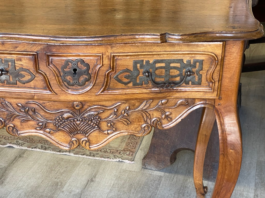 Louis XV Provincial Carved Walnut Side or Console Table, late 18th Century