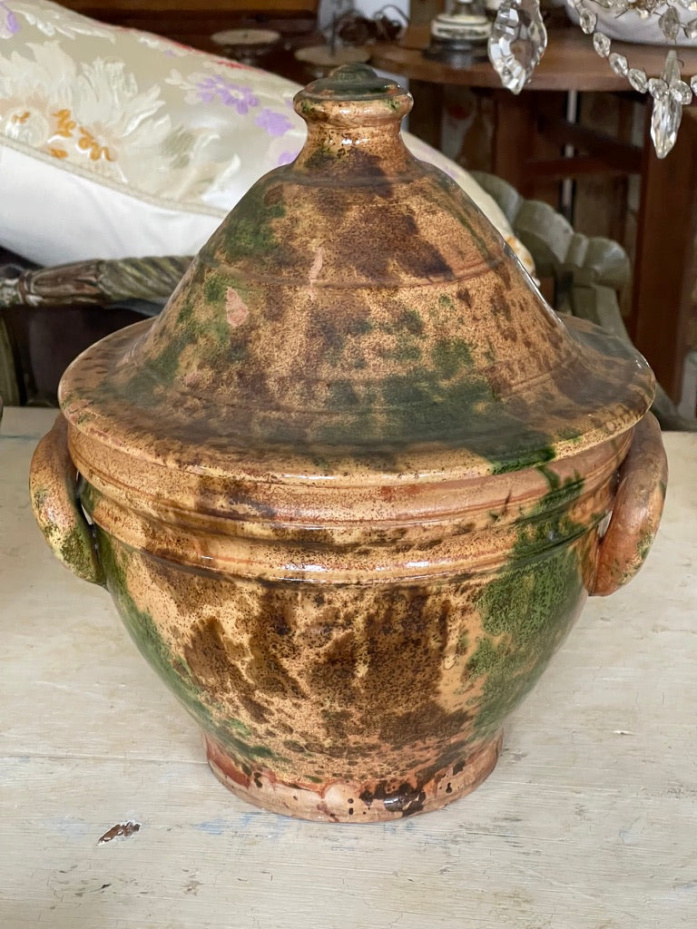 Set of Three 19th Century Glazed Earthenware Italian Pots With Lids