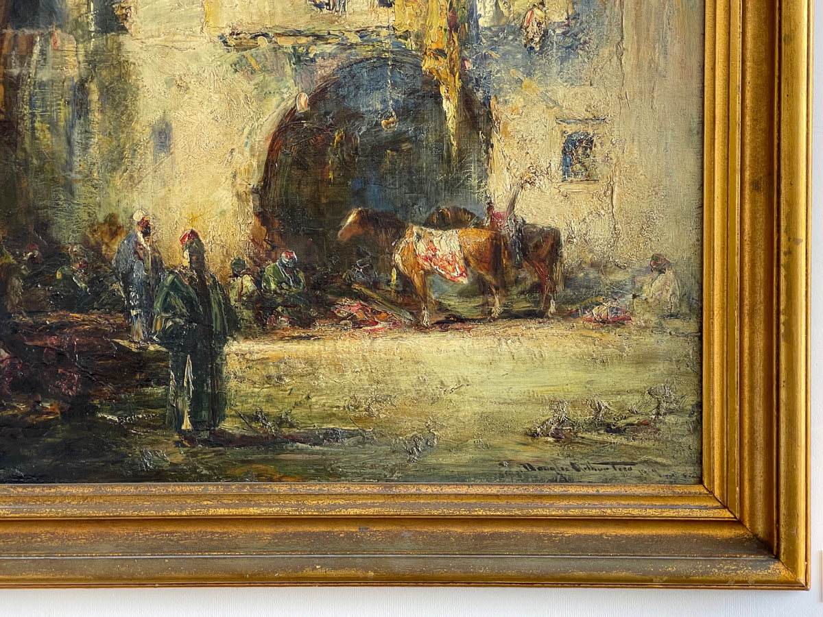 Douglas Arthur Teed, Market Scene Orientalist Oil on Canvas, c. 1916
