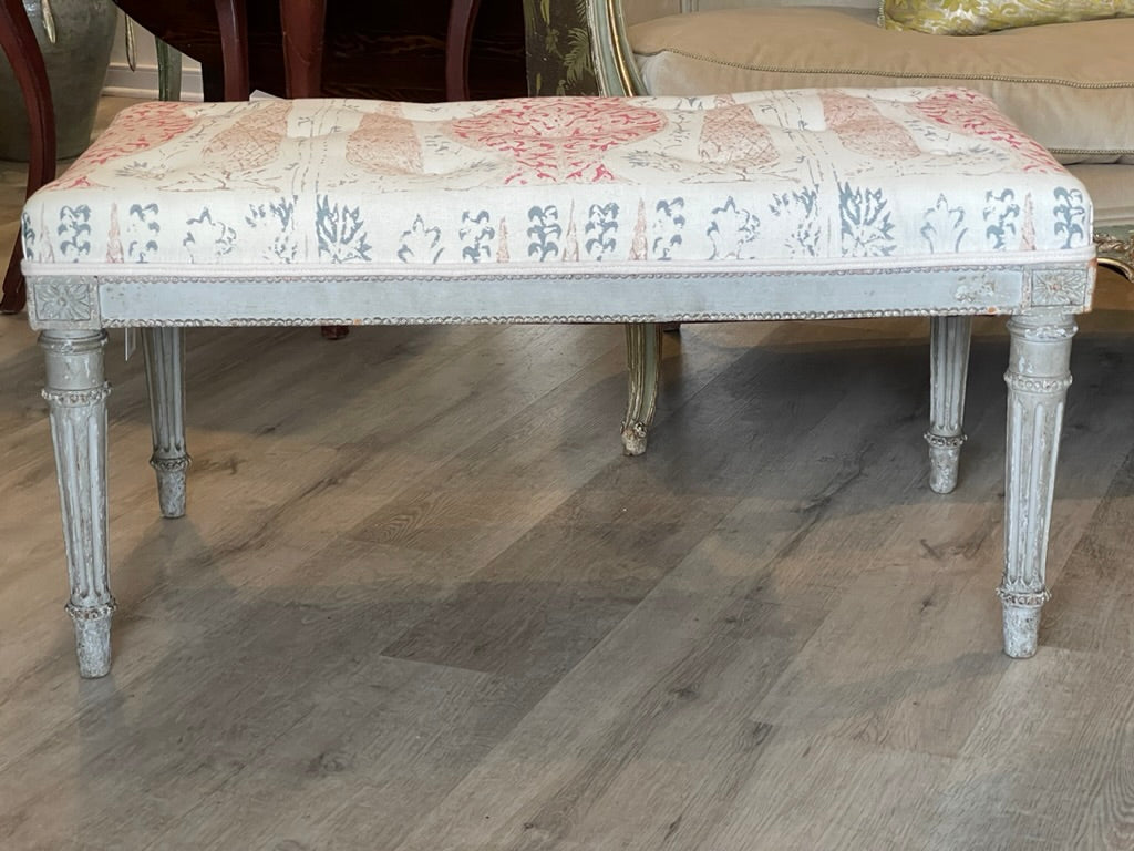 Louis XVI style 19th Century French bench, Penny Morrison Upholstered