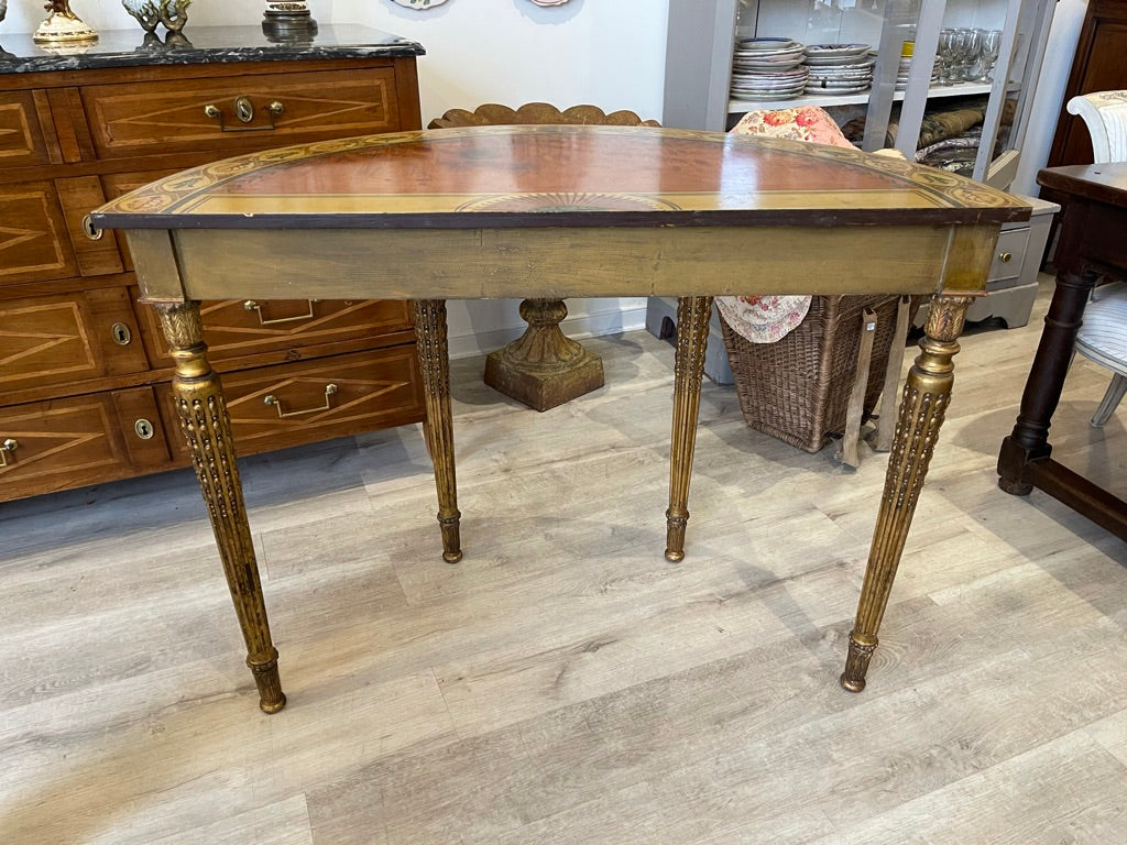 18th-19th Century Decorated English Demilune Satinwood Table