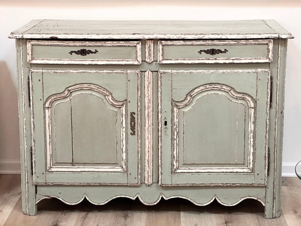 Louis XV French Provincial Painted Carved Buffet Cabinet 18th / 19th Century