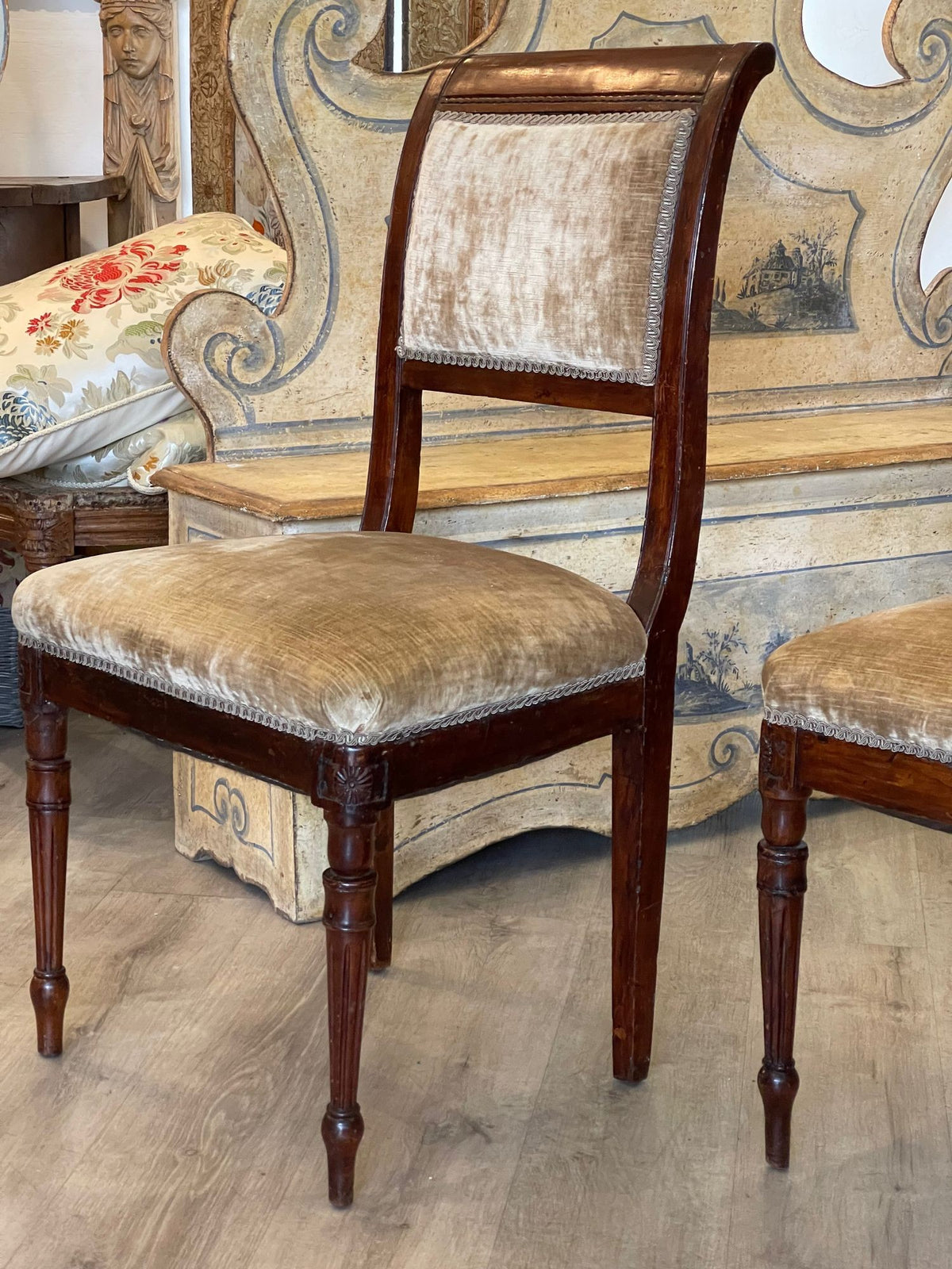 LATE 18TH - EARLY 19TH CENTURY PAIR OF FRENCH DIRECTOIRE MAHOGANY SIDE CHAIRS