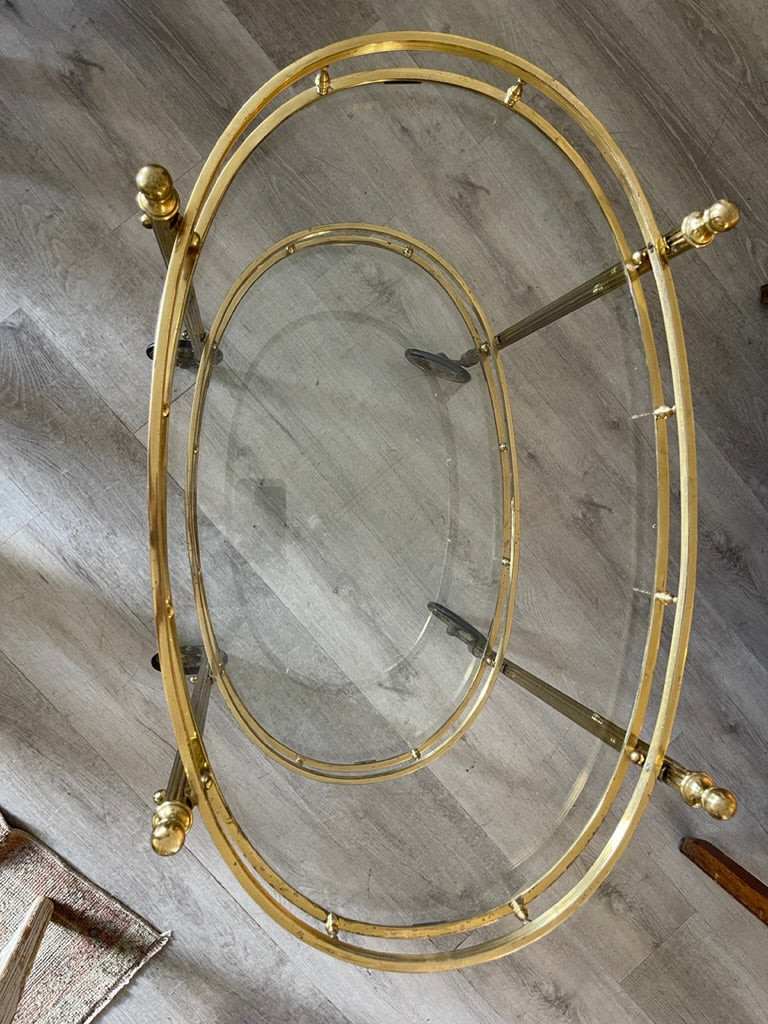VINTAGE FRENCH BRASS BAR CART, 20th Century