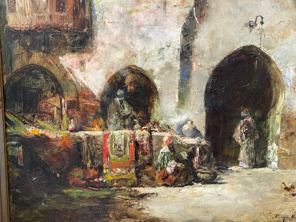 Orientalist Oil on canvas by Douglas Arthur Teed, Carpet Market