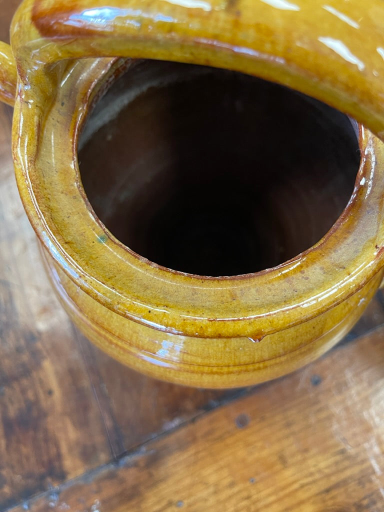 French provincial yellow glazed pitcher