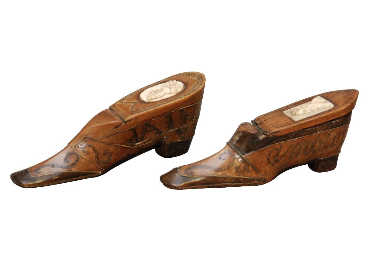French Shoe form Snuff Boxes - 19th Century - Helen Storey Antiques