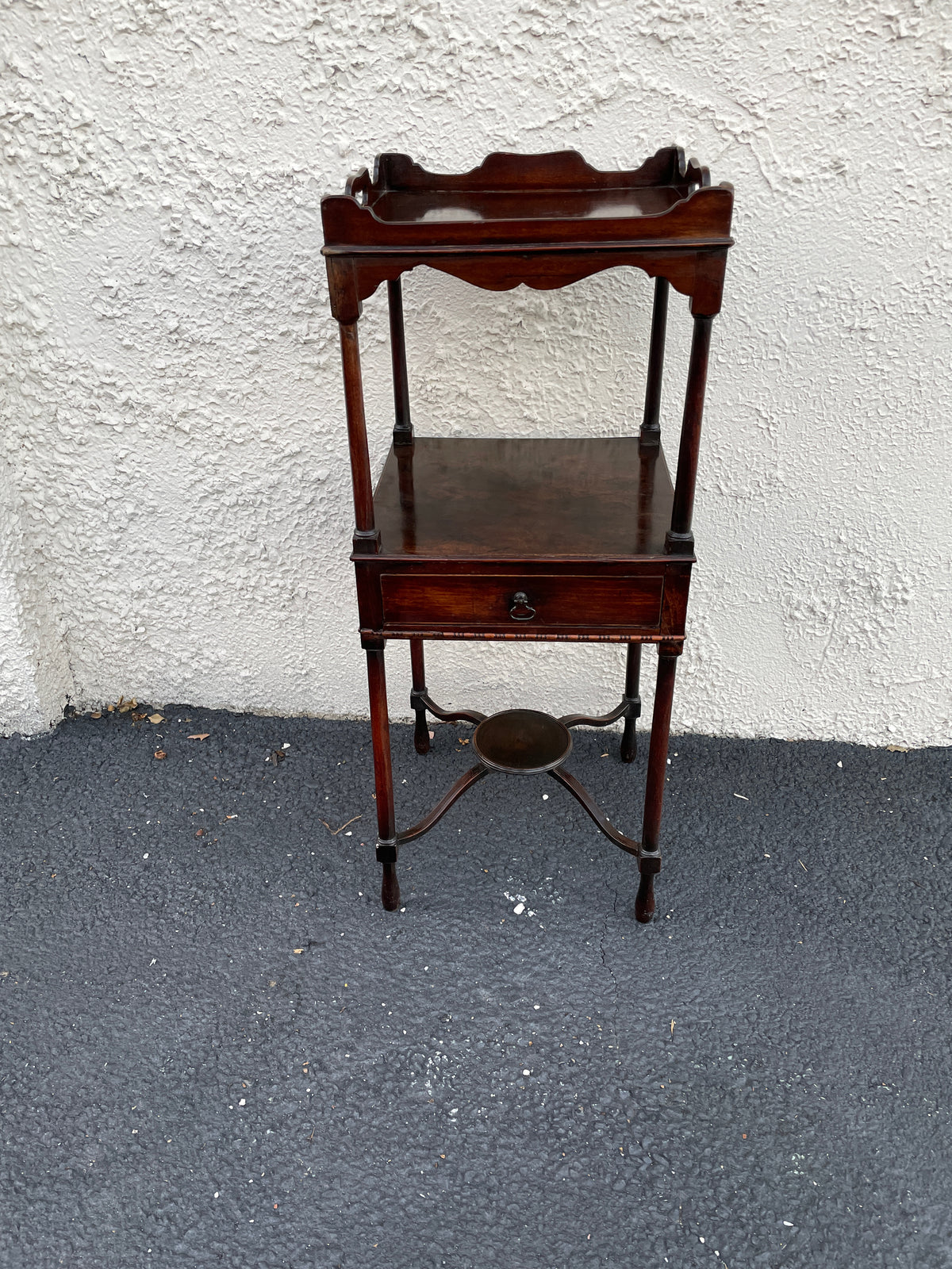 Period Regency 3-Tier Antique Wood Stand Side Table
