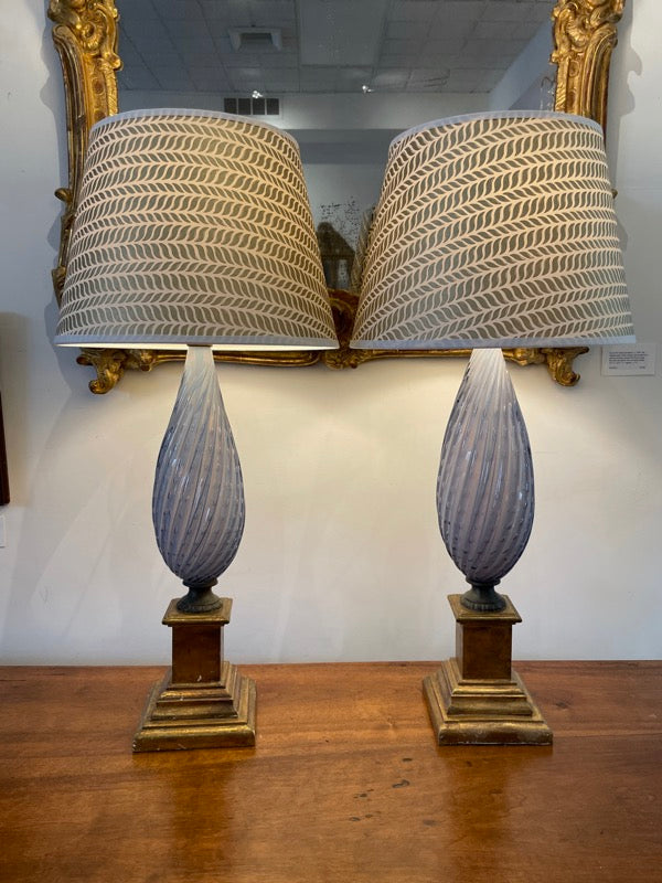 PAIR OF MID-CENTURY MURANO VENETIAN GLASS LAMPS