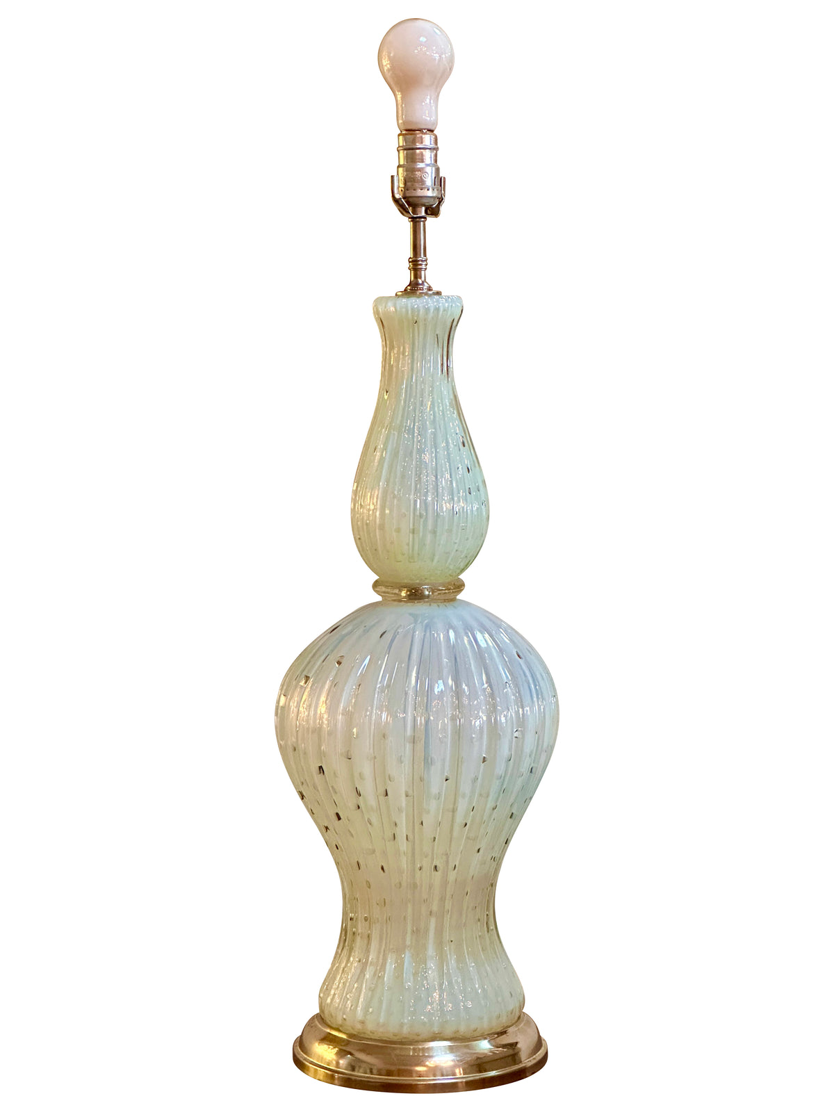 White Opaline Murano Glass Table Lamp Circa 1960