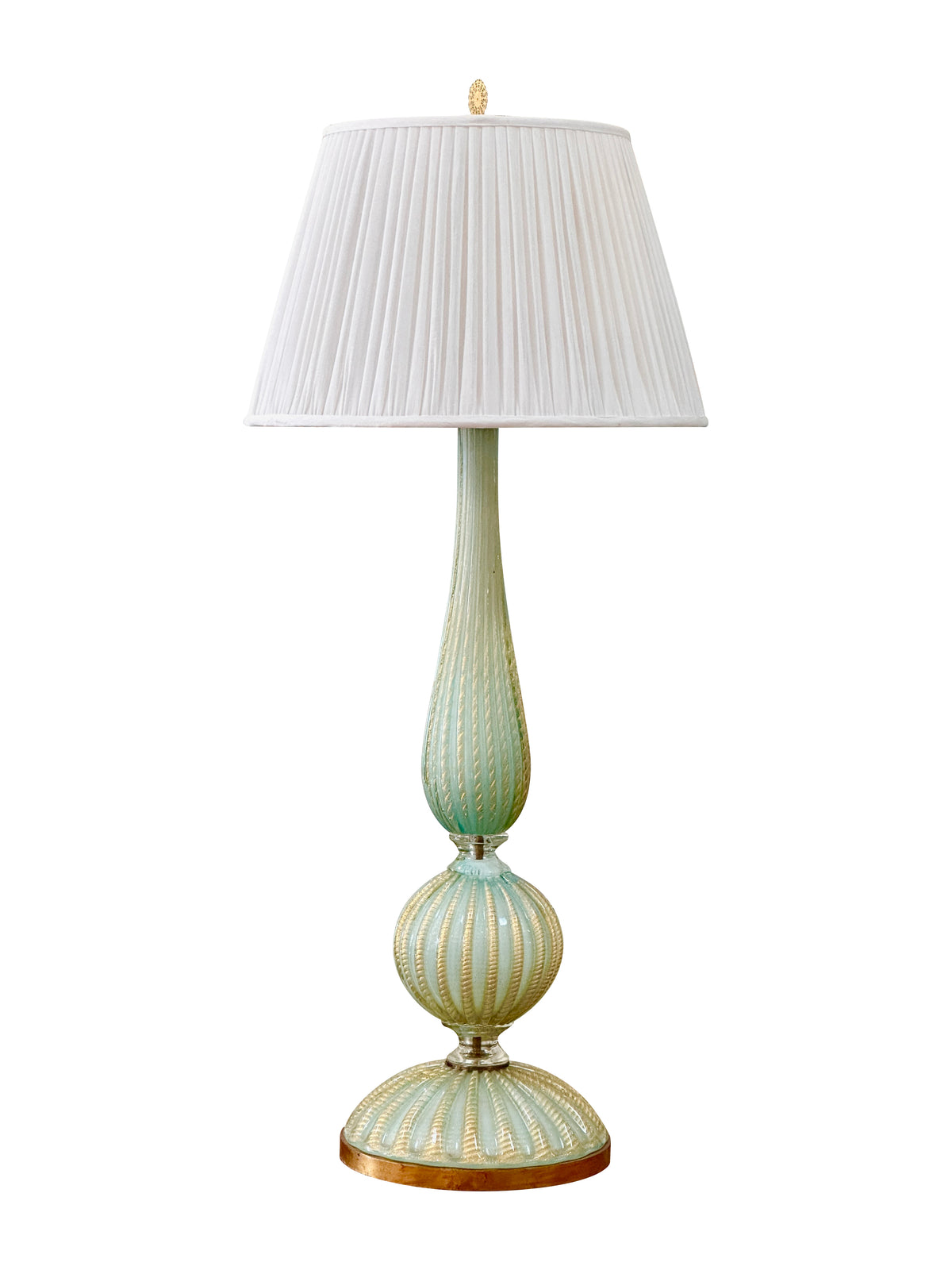 Turquoise &amp; Gold Aventurine Murano Glass Table Lamp, Circa 1960