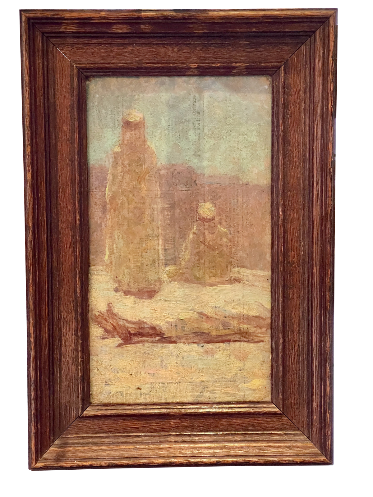 FRAMED FRENCH OIL ON PAPER LAID ON BOARD BY MARIUS PERRET (1853-1900)