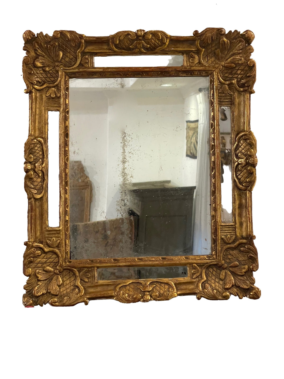 FRENCH 18TH CENTURY REGENCE PERIOD DOUBLE FRAMED GILTWOOD MIRROR