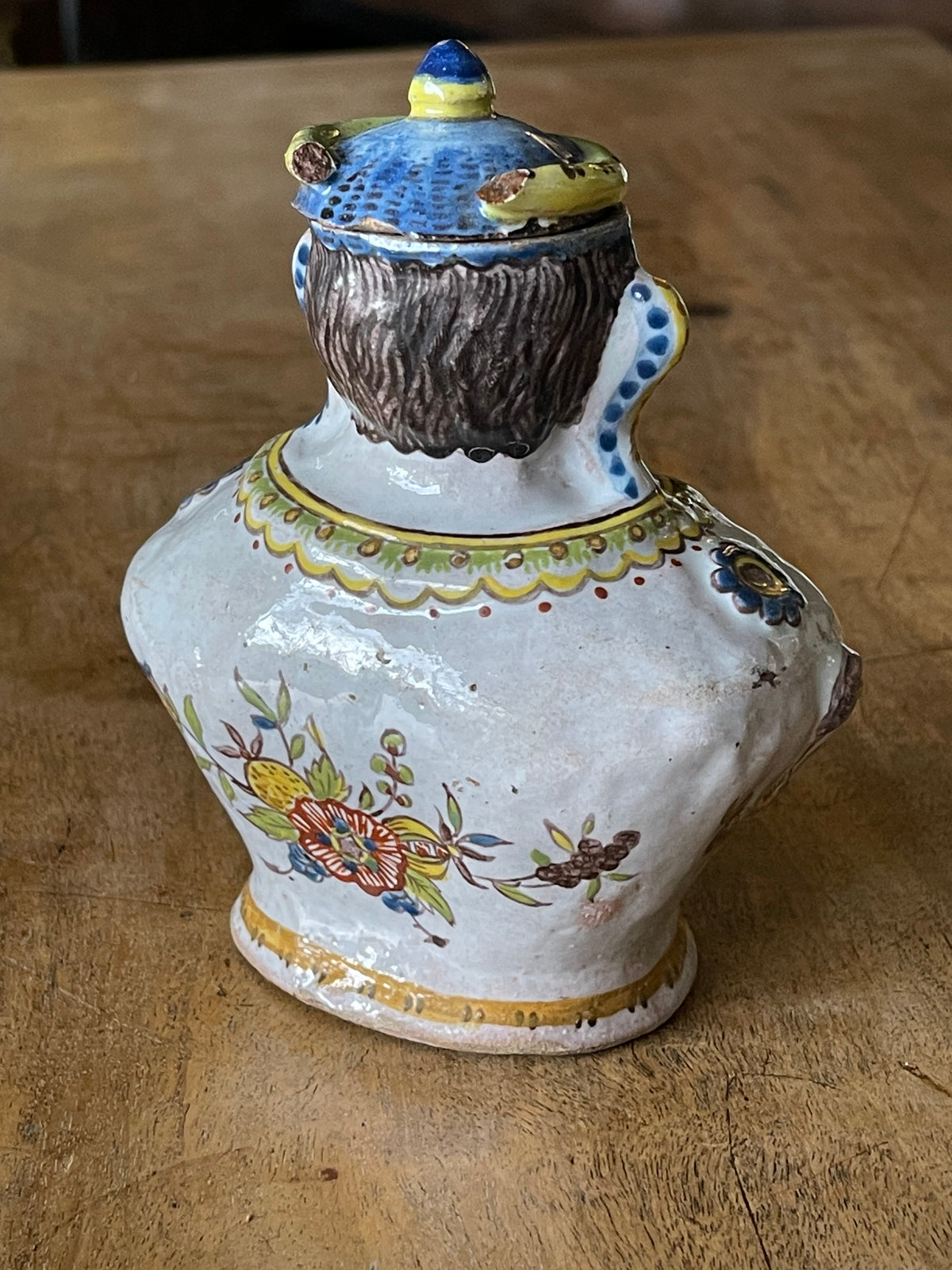 FRENCH 18TH CENTURY FAIENCE FIGURAL SERVING PIECE