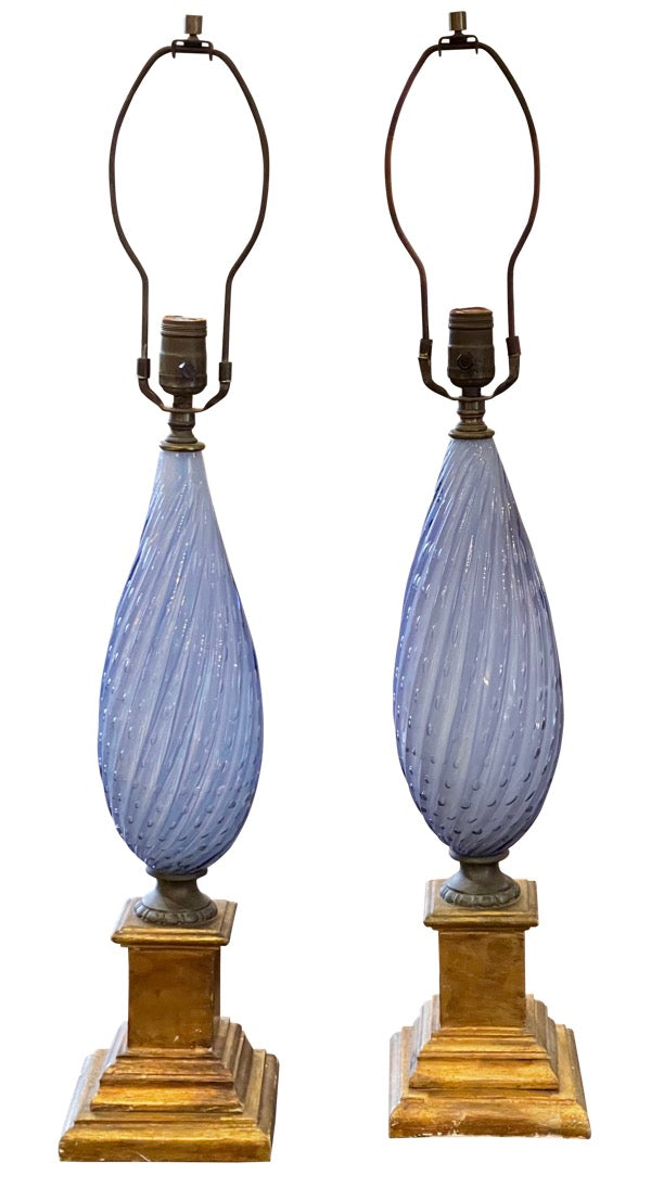 PAIR OF MID-CENTURY MURANO VENETIAN GLASS LAMPS