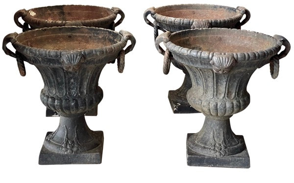Two Art Deco Urn Form Iron Planters