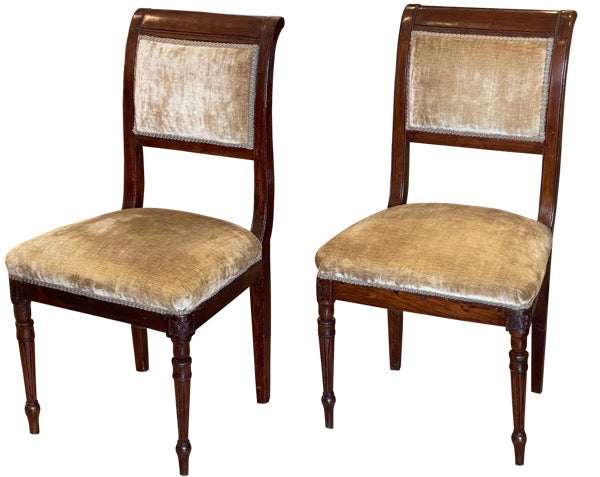 LATE 18TH - EARLY 19TH CENTURY PAIR OF FRENCH DIRECTOIRE MAHOGANY SIDE CHAIRS