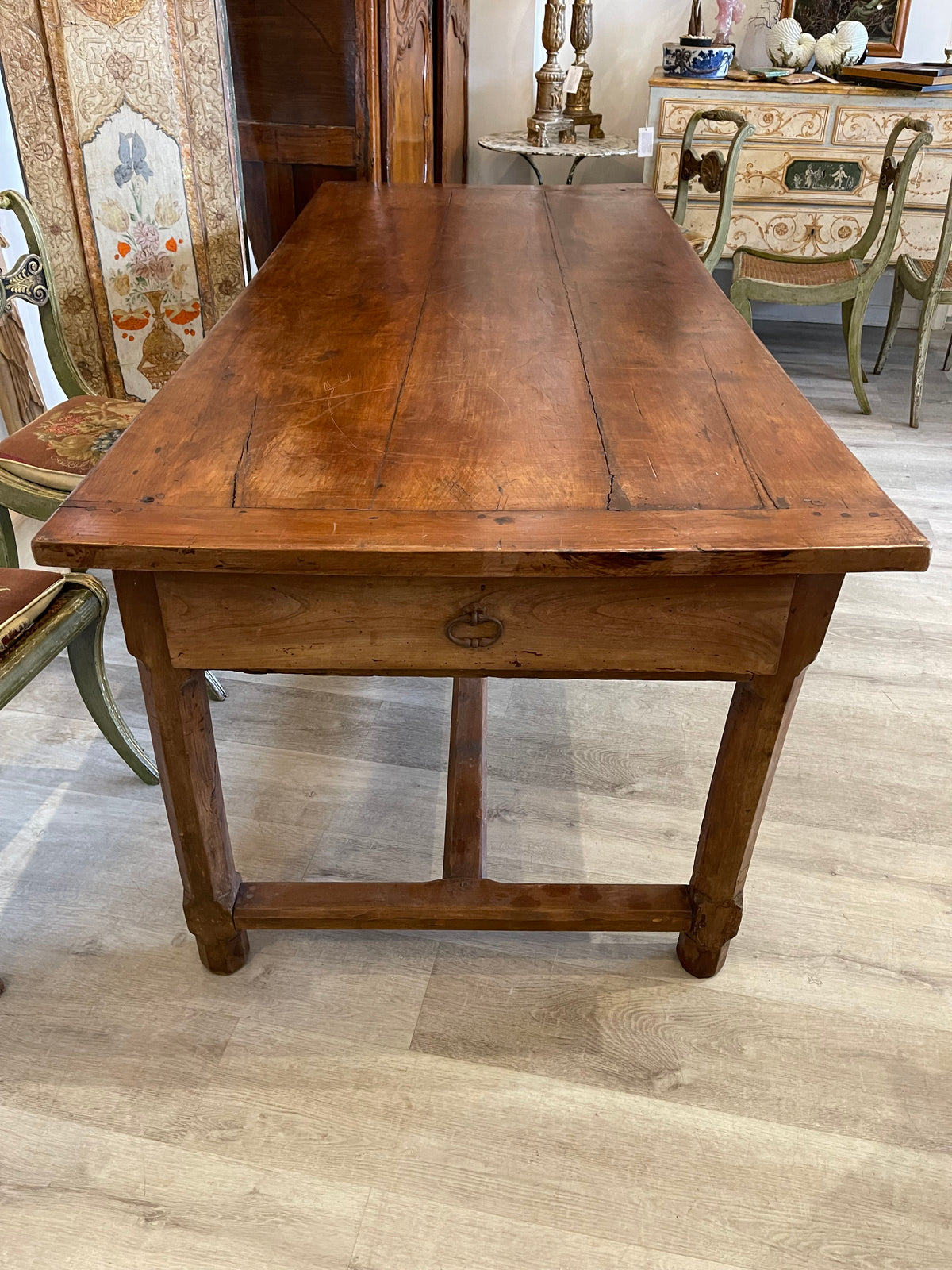 19th Century French Provincial Fruitwood Farm House Table