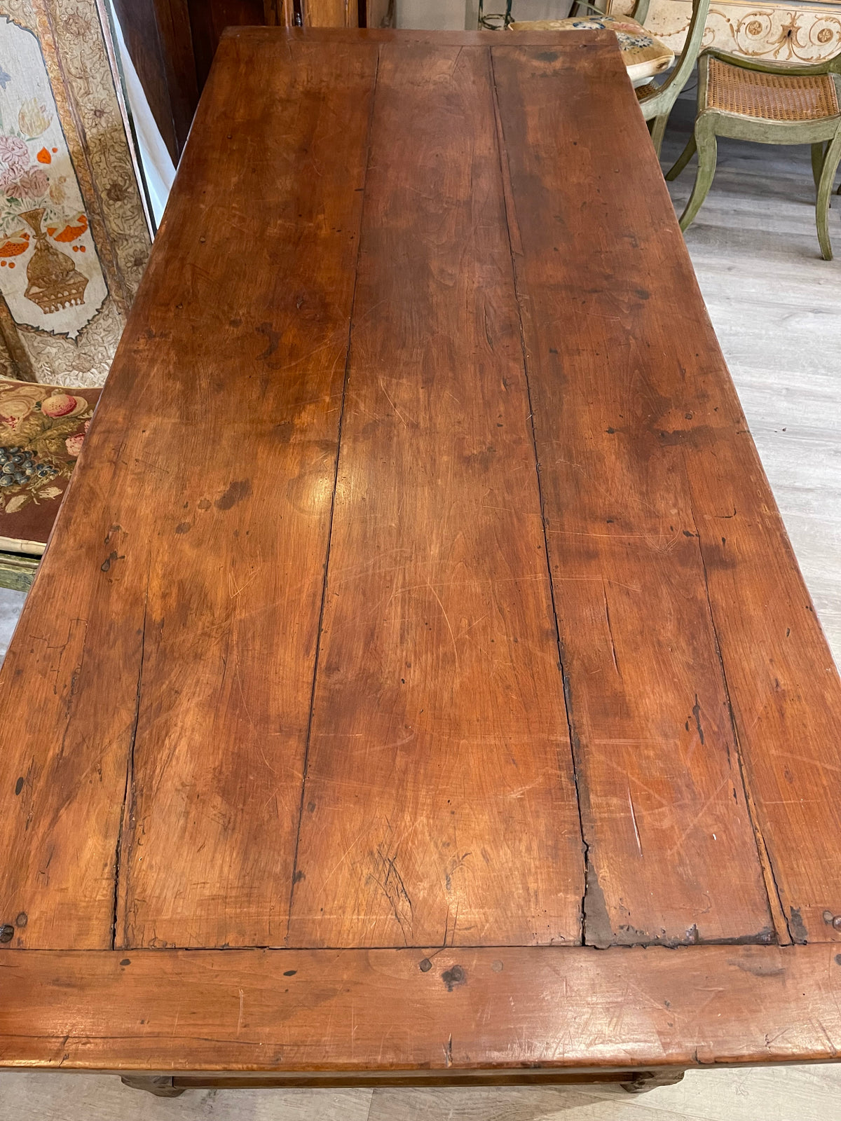 19th Century French Provincial Fruitwood Farm House Table