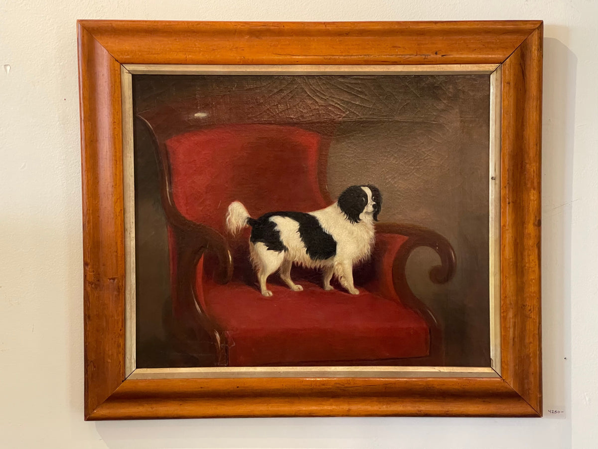 19th Century Charming Oil on Canvas Portrait of a Spaniel