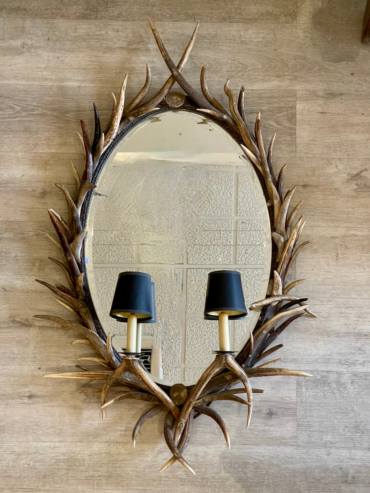 Antler-Framed Oval Wall Mirror Late 19th Century-Early 20th Century