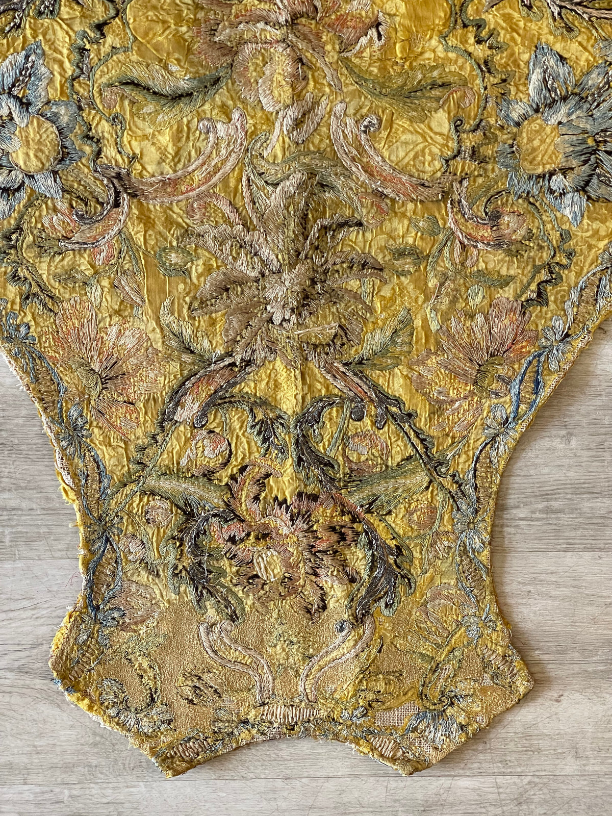 18th Century Silk Floss &amp; Metallic Portuguese Embroidered Chasuble Panel