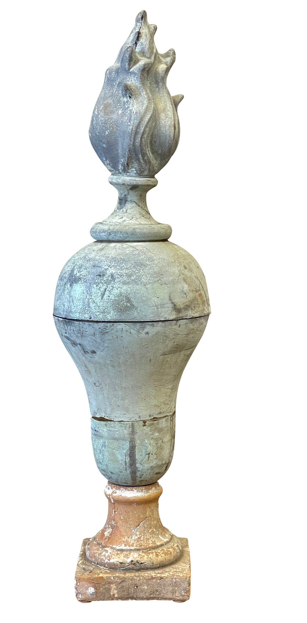 Antique Zinc Urn on Stone base