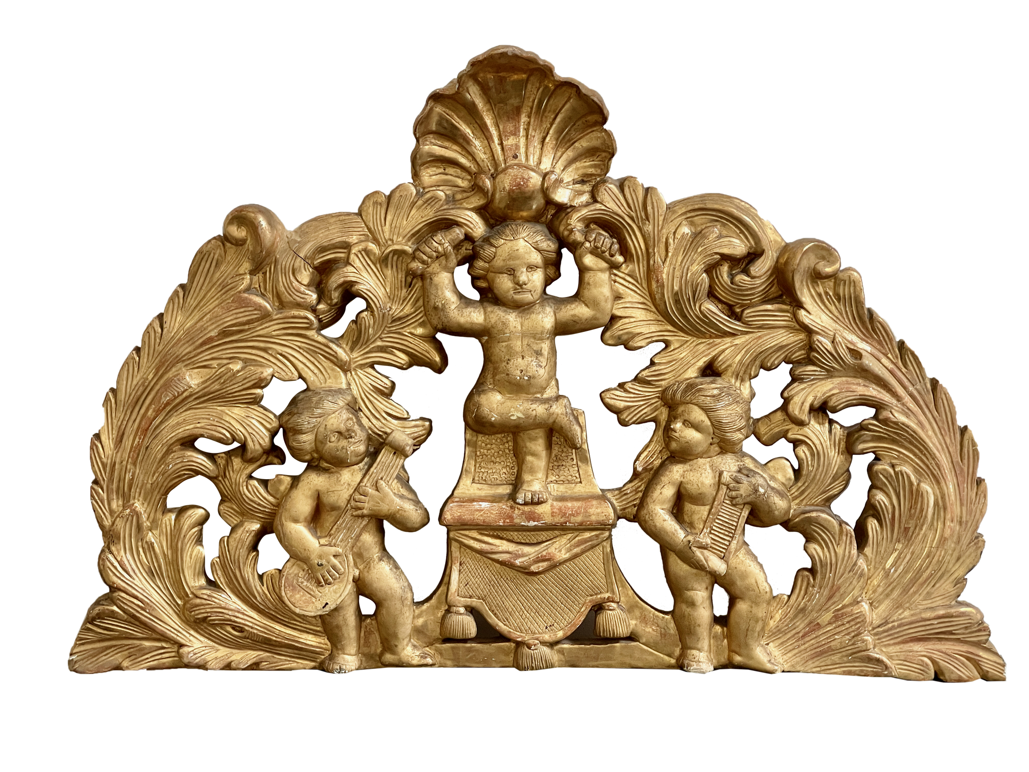 18th Century Carved Boiserie, Three Cherubs