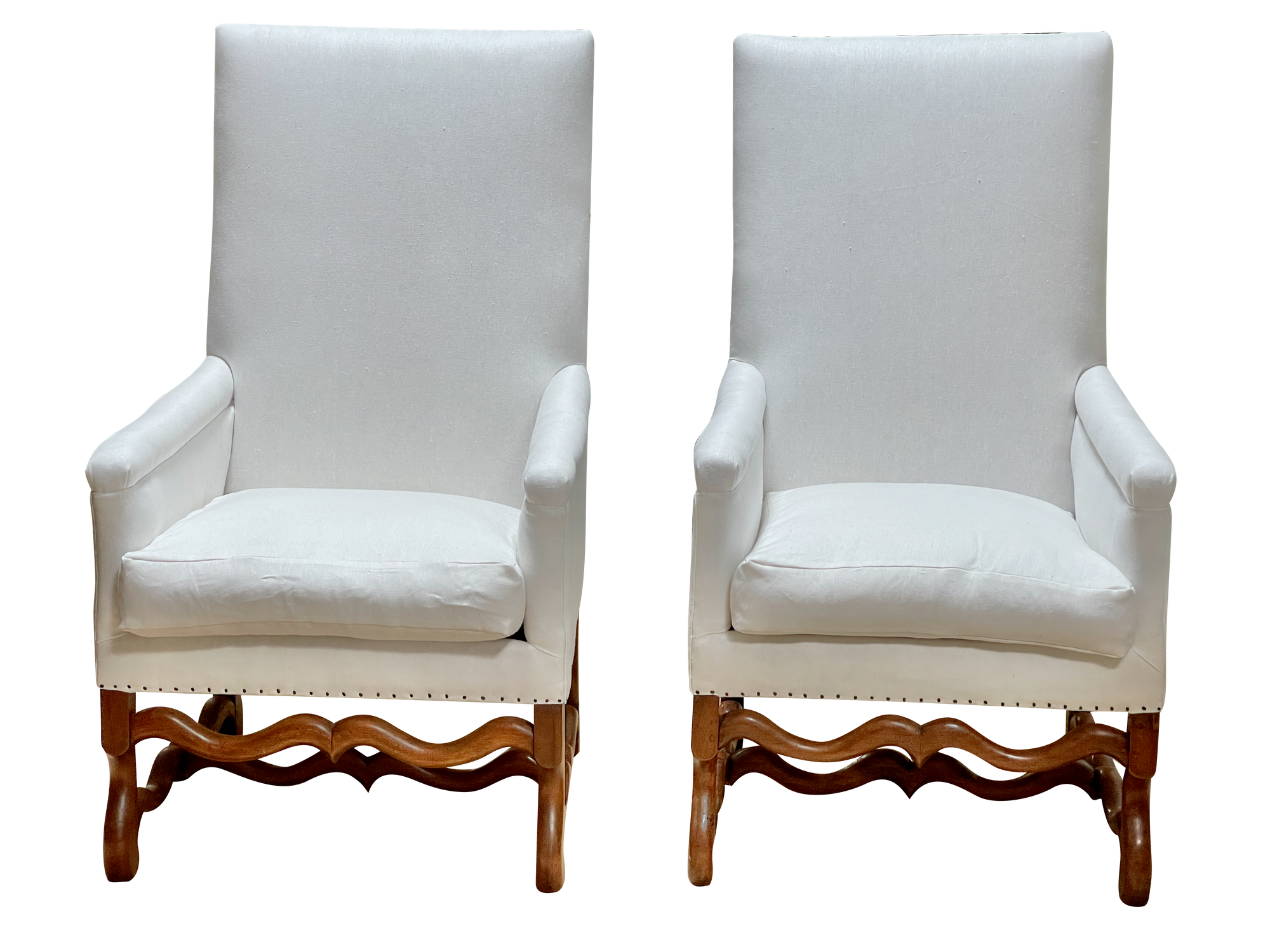 Pair of 18th Century French Walnut Os de Mouton Library Chairs