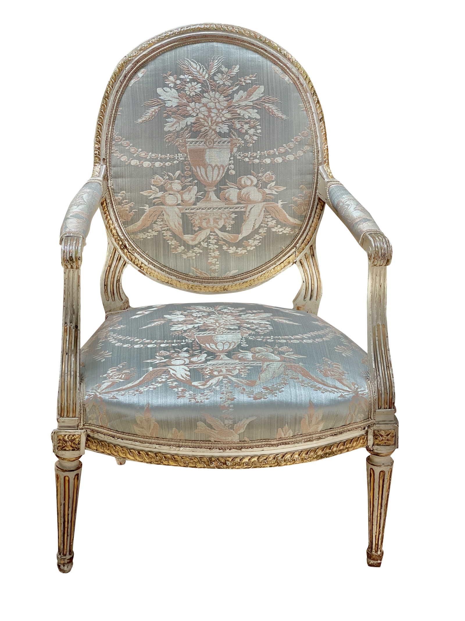 Pair of Period 18th Century French Louis XVI Walnut Fauteuil Arm