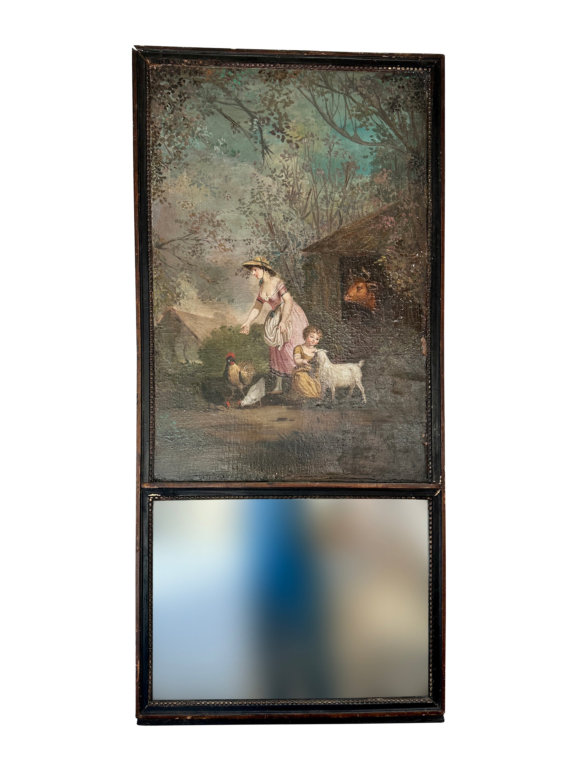 French Trumeau Mirror with Pastoral Scene, c. 1790