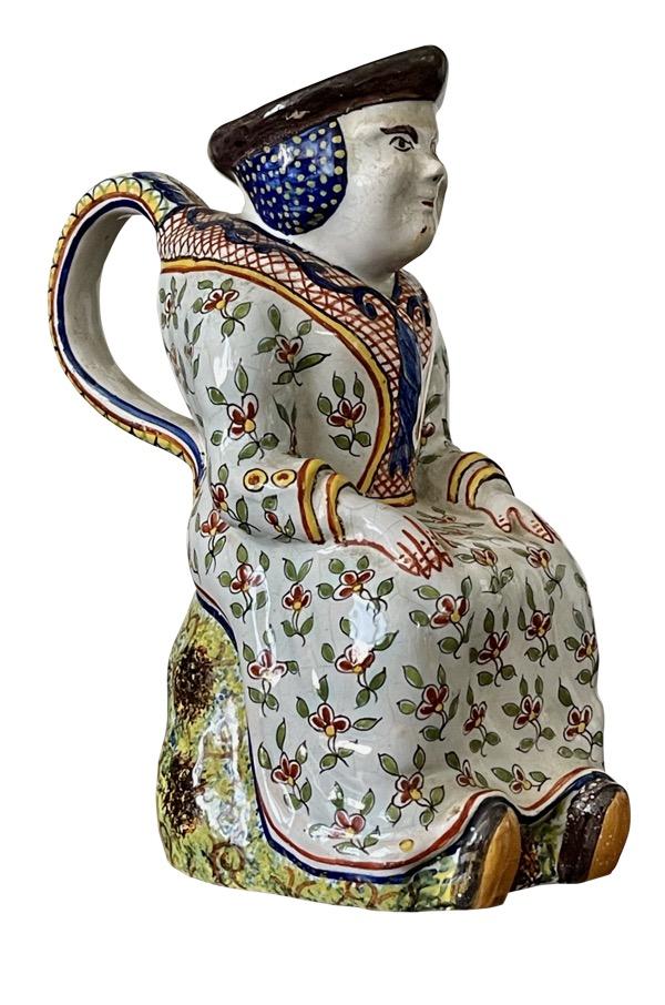 Ceramics - EARLY FRENCH FAIENCE FIGURAL JUG