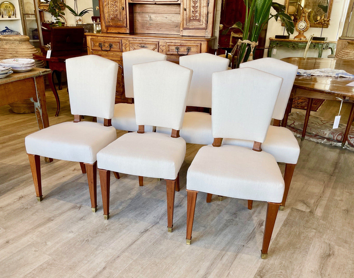 Chairs - Set Of 6 French Art Deco Mahogany Side Chairs