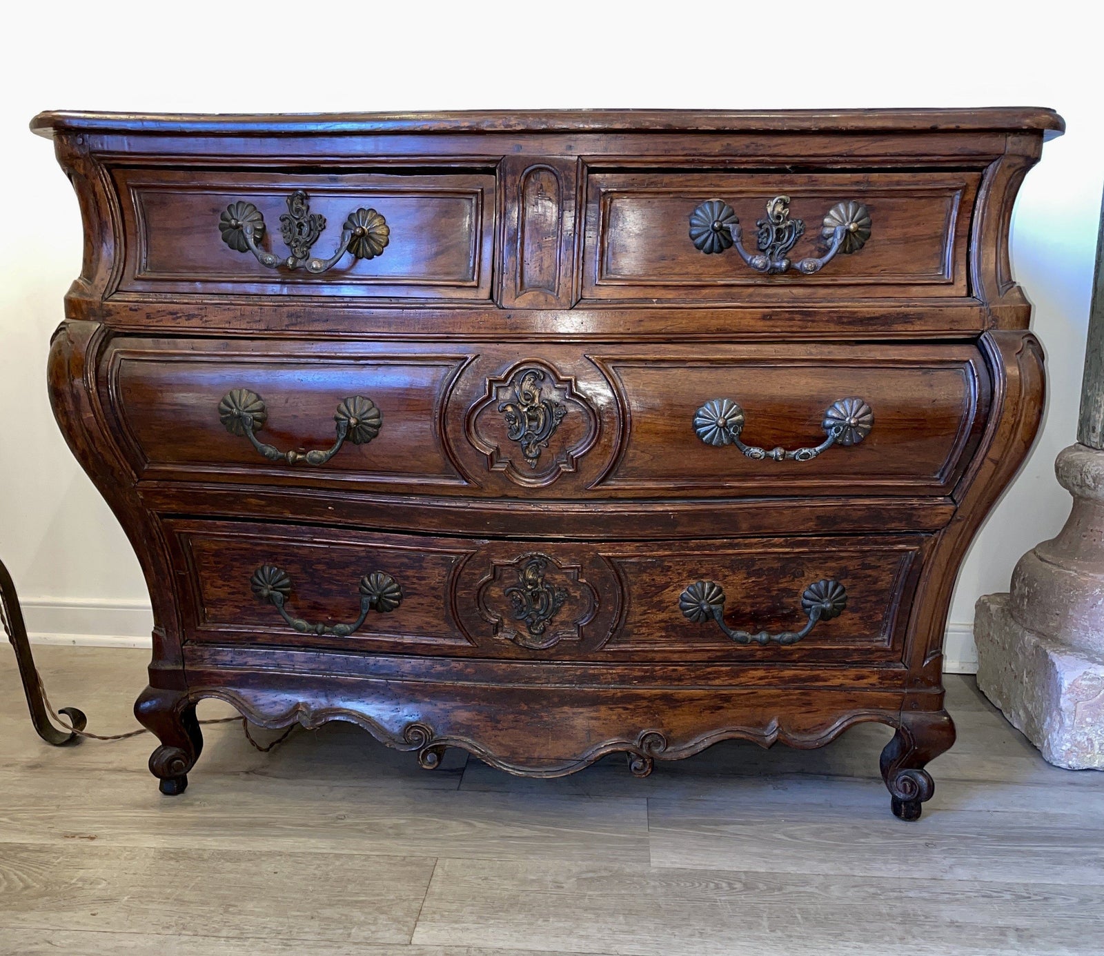 French Louis XV Style Bombe Commode/ Chest of Drawers 
