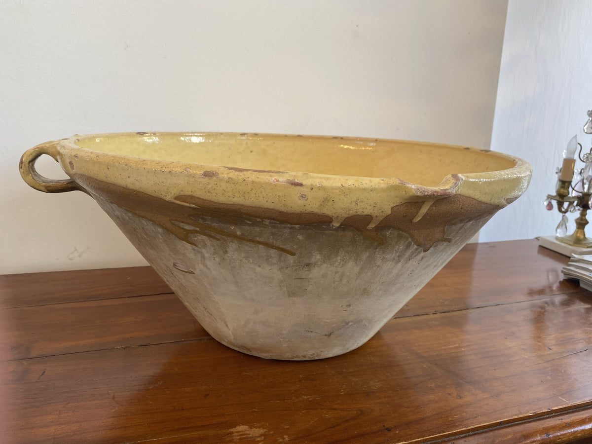 Decorative Object - Large French Provincial Yellow-glaze Terra Cotta Bowl