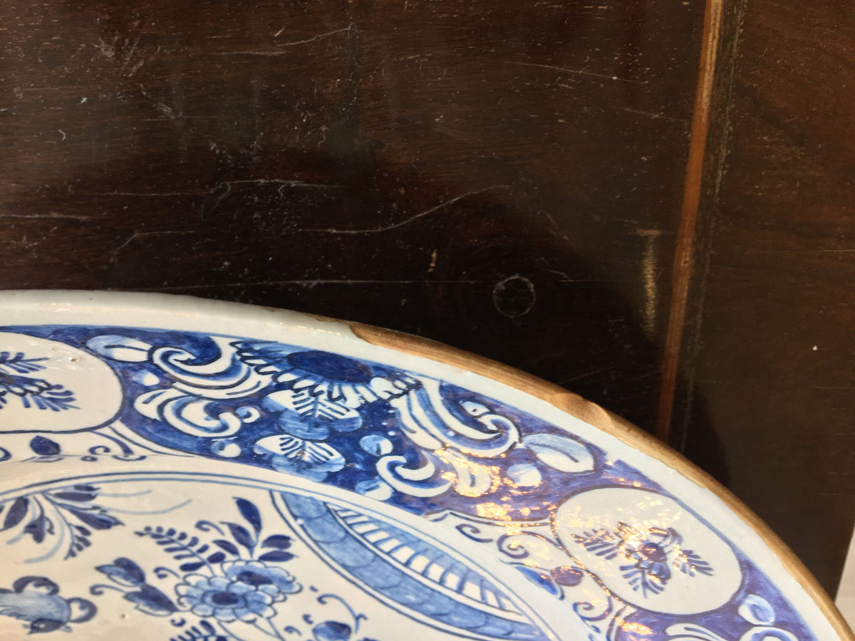 18th Century Dutch Delft Blue Chinoiserie Charger - Helen Storey Antiques