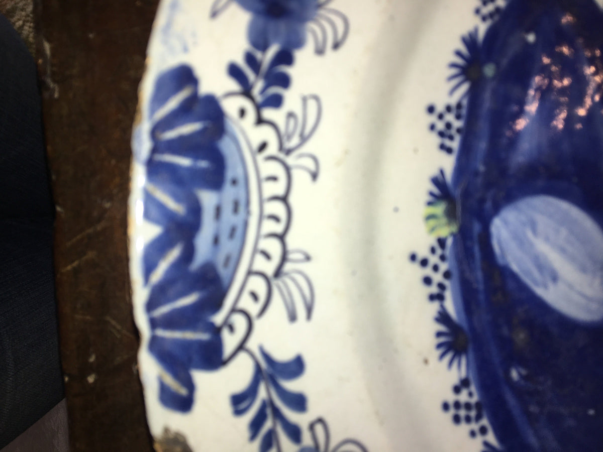 Blue and White 18th C. Delft Charger - Helen Storey Antiques